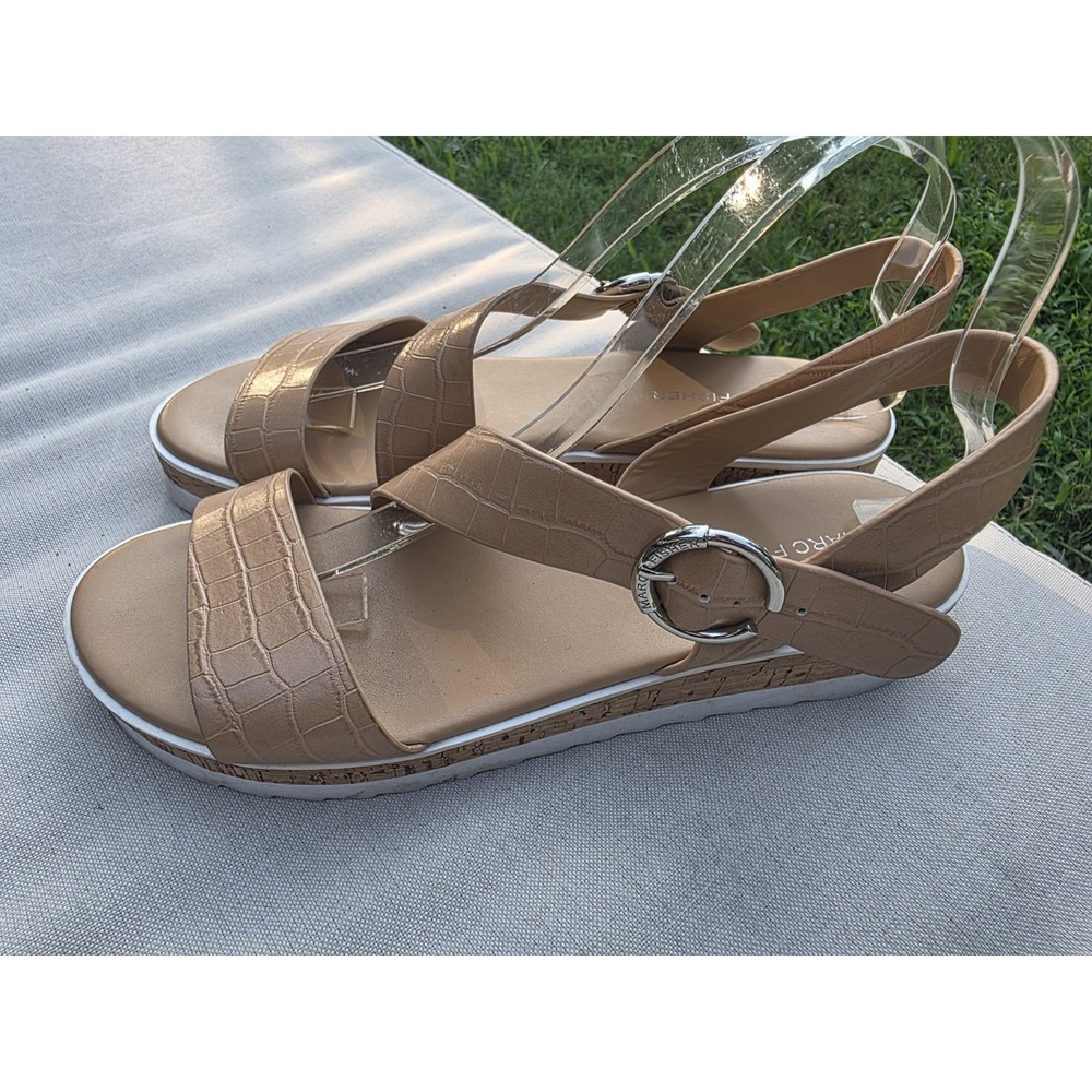 Marc Fisher Gordy Size US 9.5M Women's Strappy Wedge Sandals Dark Natural - Picture 8 of 15